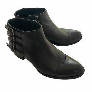 Franco Sarto Leather Ankle Booties Black Size 6.5